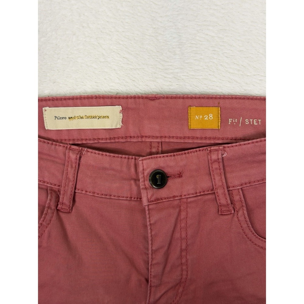 Pilcro Anthropologie Chino Pants Womens 28 Pink Stet Suede Skinny Ankle Mid Rise - Picture 7 of 9